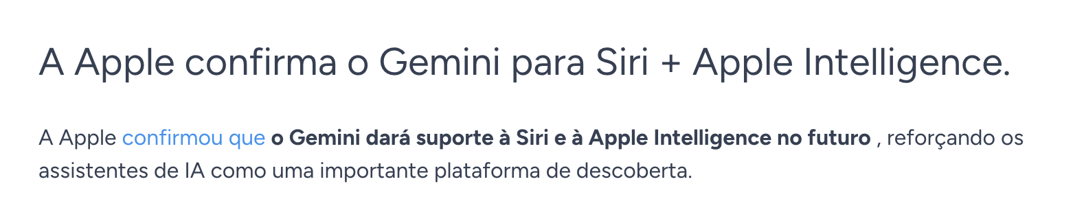 Notícia: A Apple confirma o Gemini para Siri e Apple Intelligence