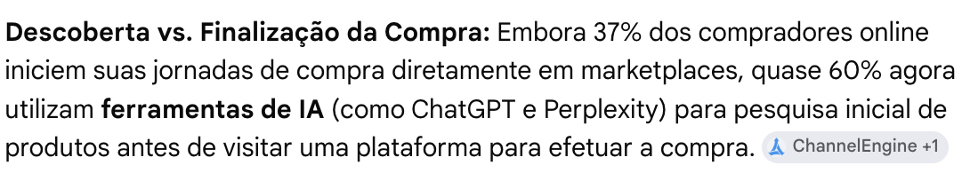 Dado: quase 60% dos compradores usam ferramentas de IA como ChatGPT e Perplexity para pesquisa inicial de produtos